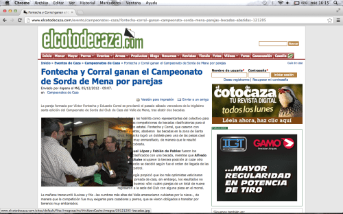 www.elcotodecaza.com informa sobre el XXXVI Campeonato de Sorda del Club de Caza del Valle de Mena