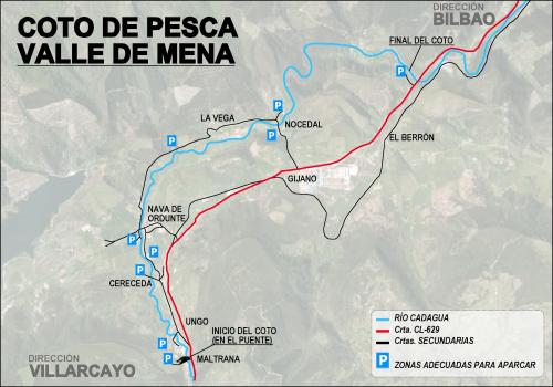 Mapa del coto de pesca Valle de Mena